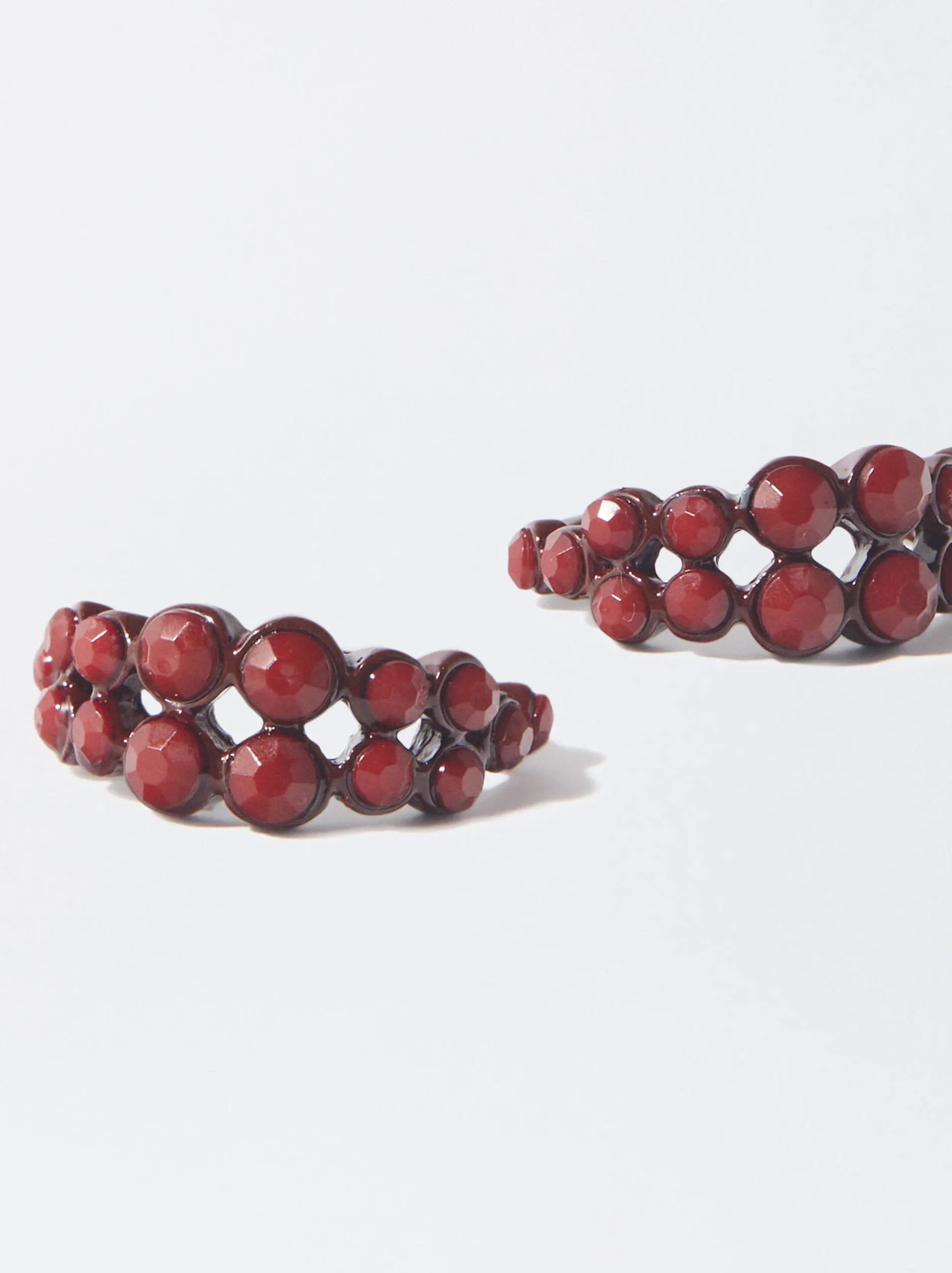 PARFOIS Pendientes De Aro Con Cristales Rojo Store