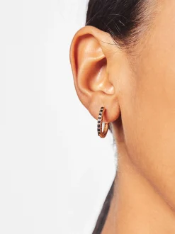 PARFOIS Pendientes De Aro Con Cristales Negro Cheap
