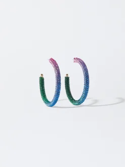 PARFOIS Pendientes De Aro Con Cristales Multicor Store