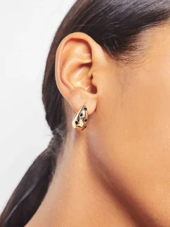 PARFOIS Pendientes De Aro Con Cristales Negro Hot