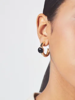 PARFOIS Pendientes De Aro Con Cristales Negro Shop