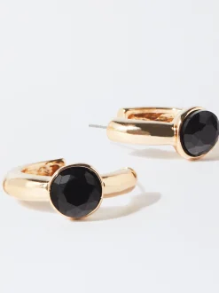 PARFOIS Pendientes De Aro Con Cristales Negro Shop