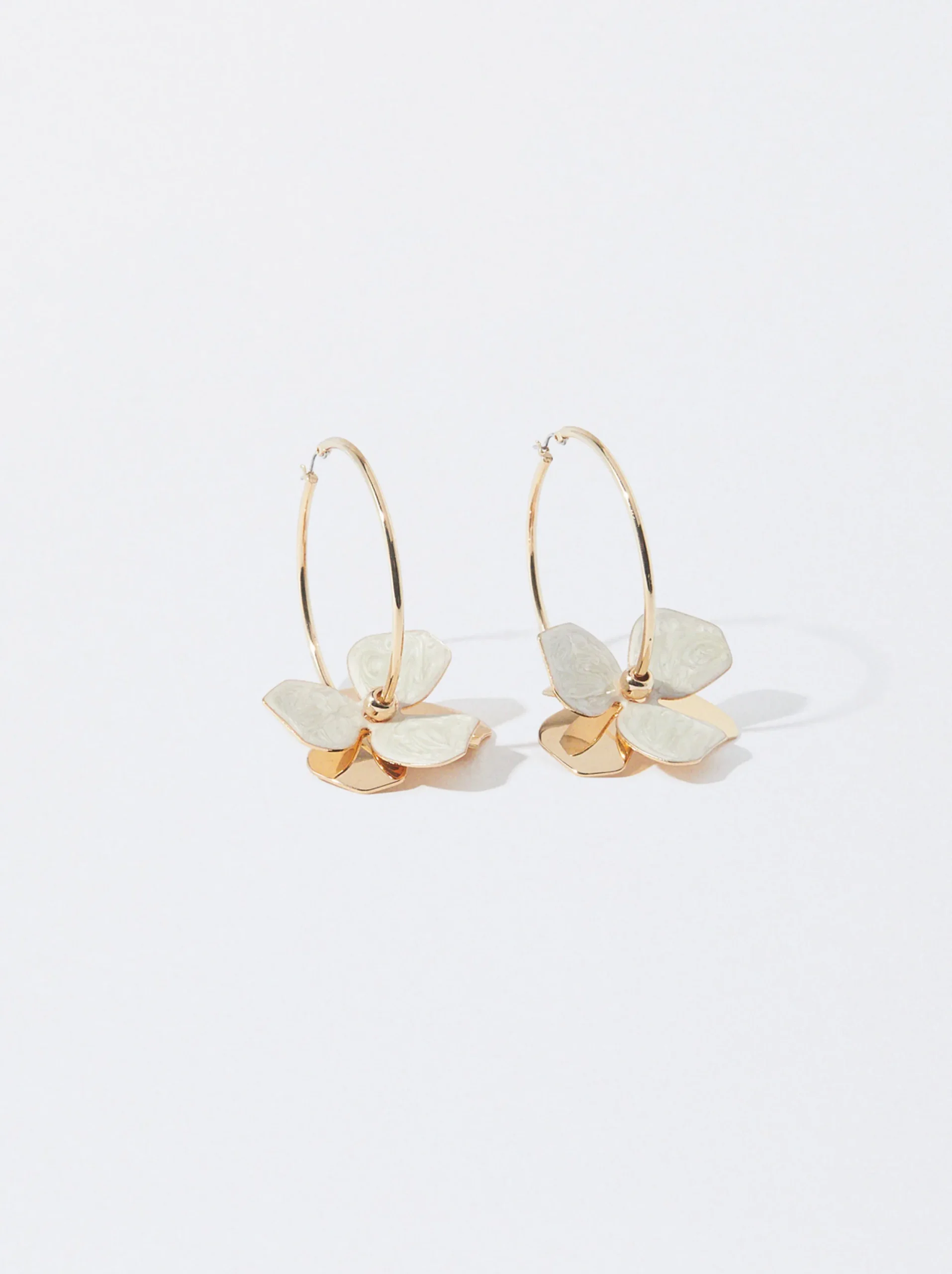 PARFOIS Pendientes De Aro Con Flor Beige Best