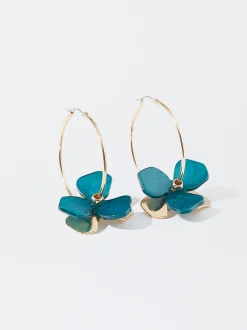 PARFOIS Pendientes De Aro Con Flor Gris Outlet