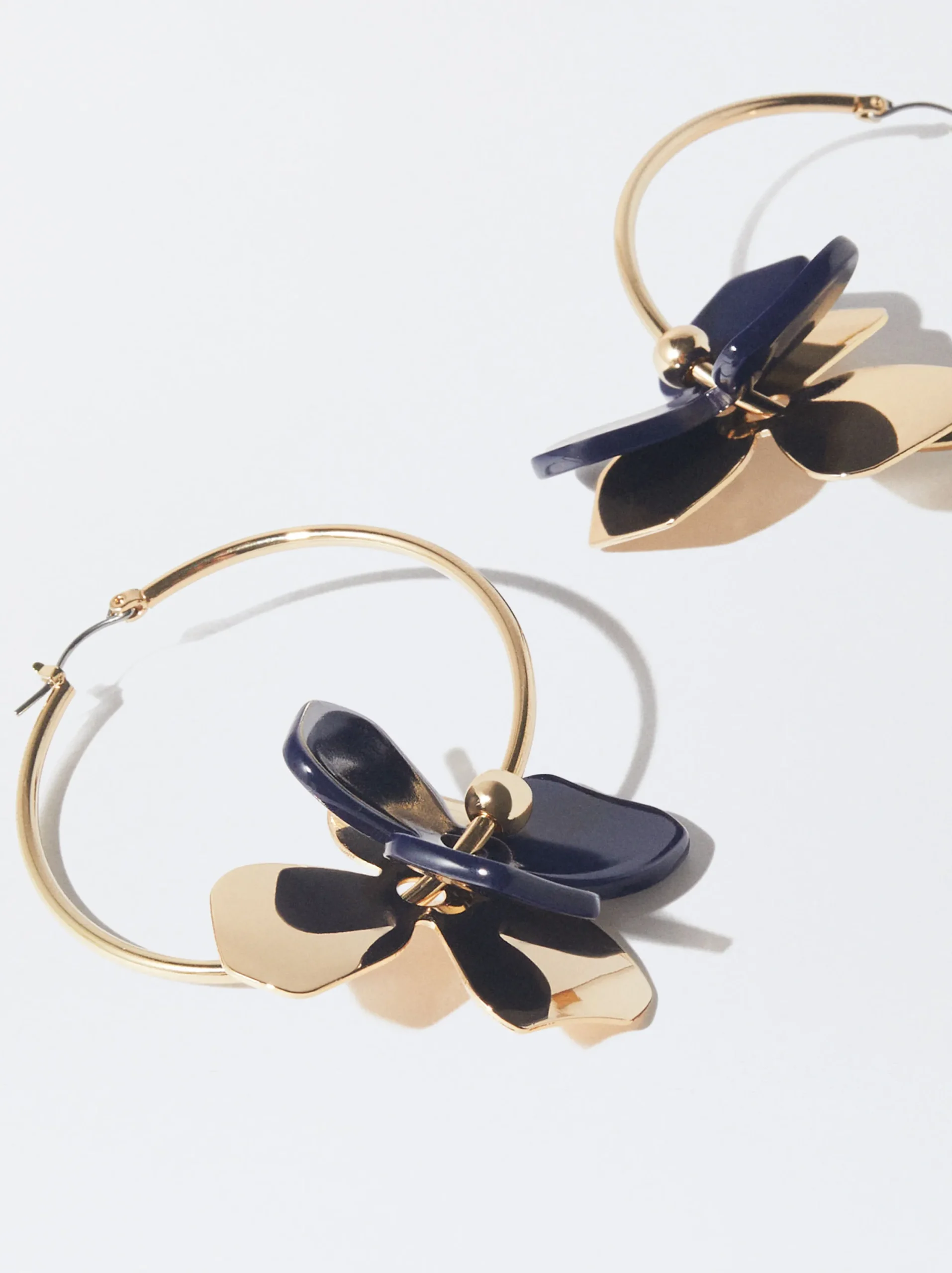 PARFOIS Pendientes De Aro Con Flor Azul Sale
