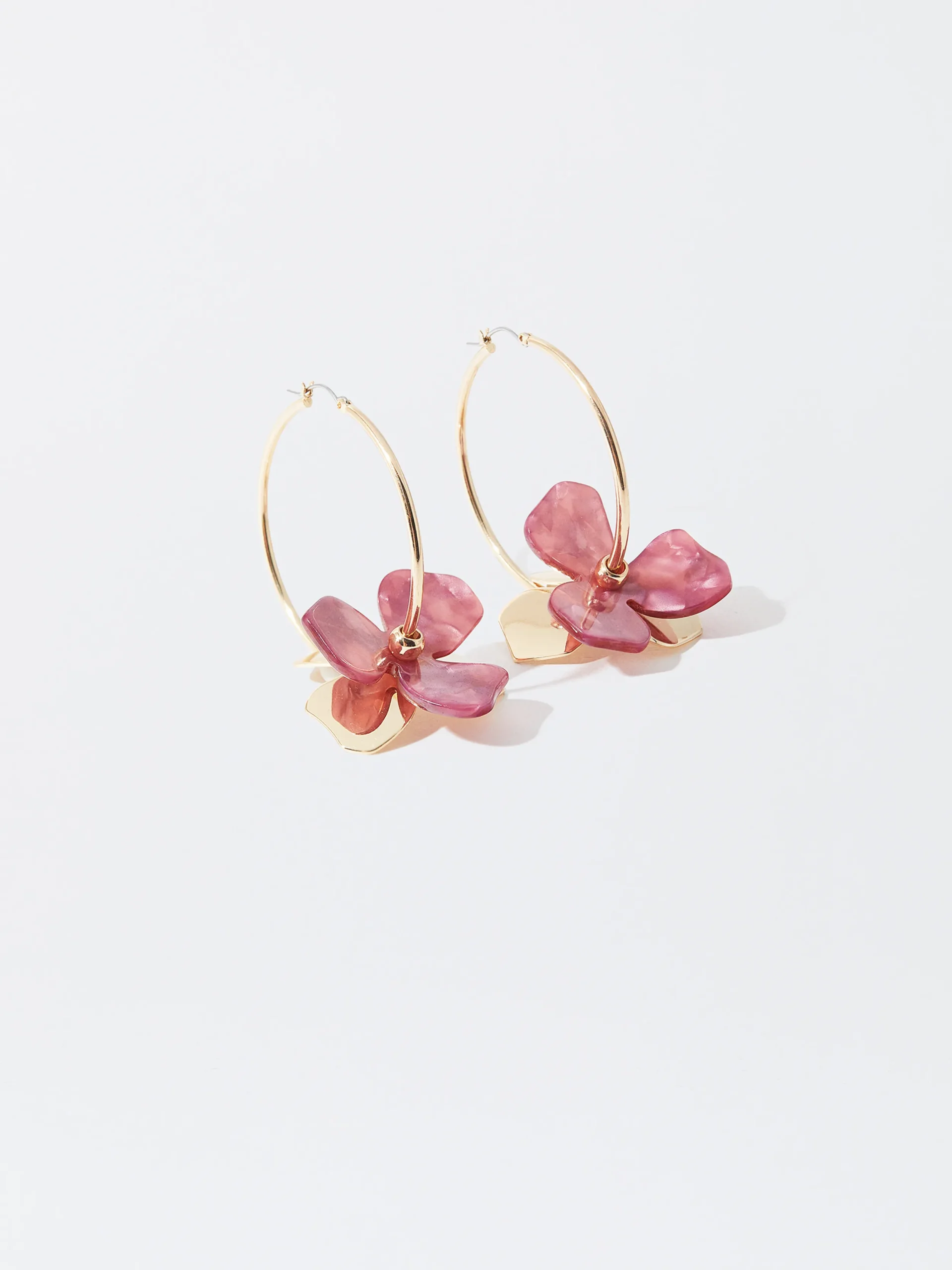 PARFOIS Pendientes De Aro Con Flor Rosa Sale