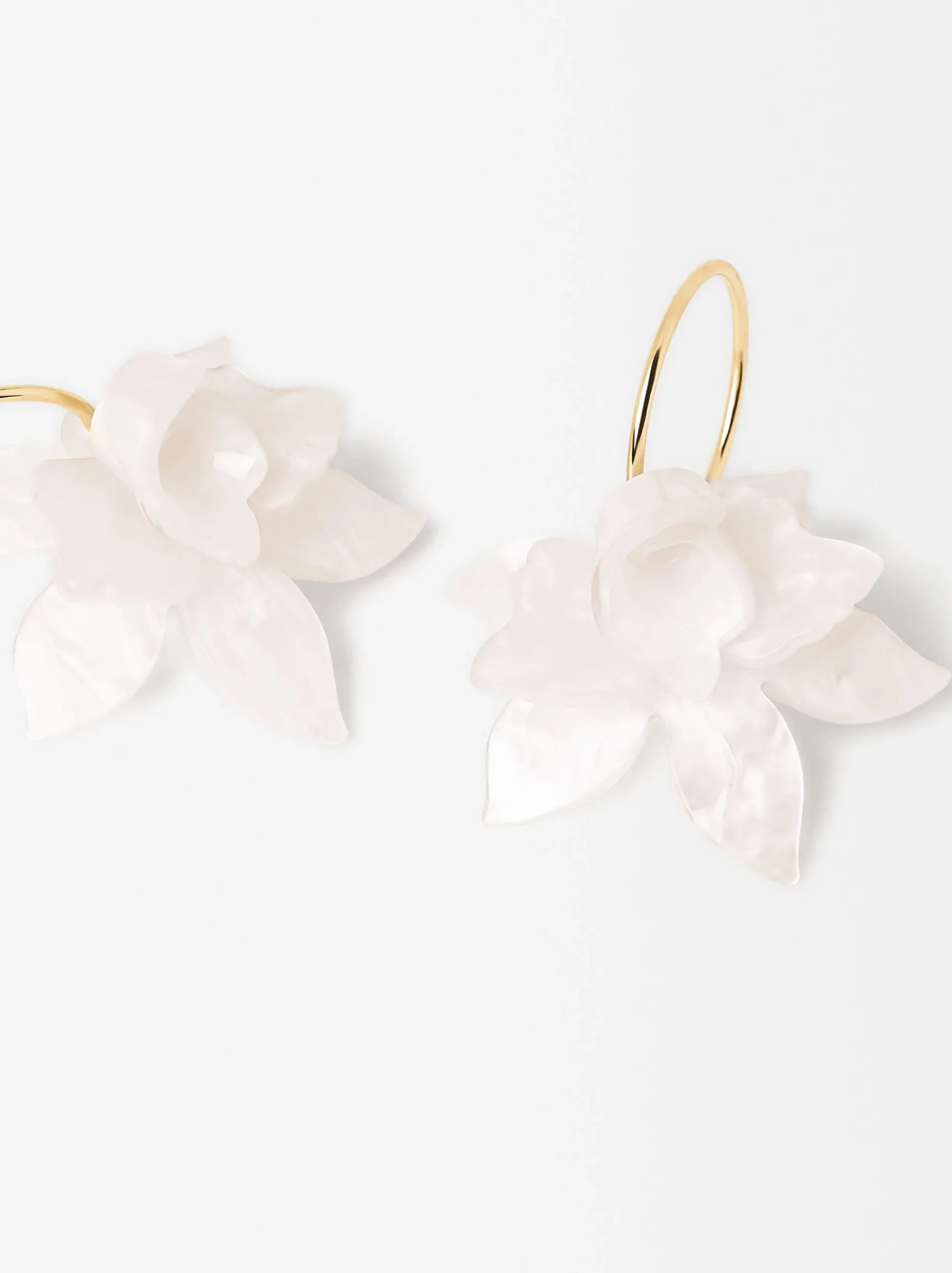 PARFOIS Pendientes De Aro Con Flor Rosa Best Sale