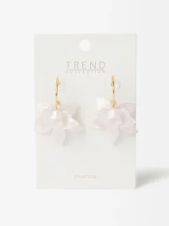 PARFOIS Pendientes De Aro Con Flor Rosa Best Sale