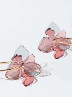 PARFOIS Pendientes De Aro Con Flor Multicor Cheap