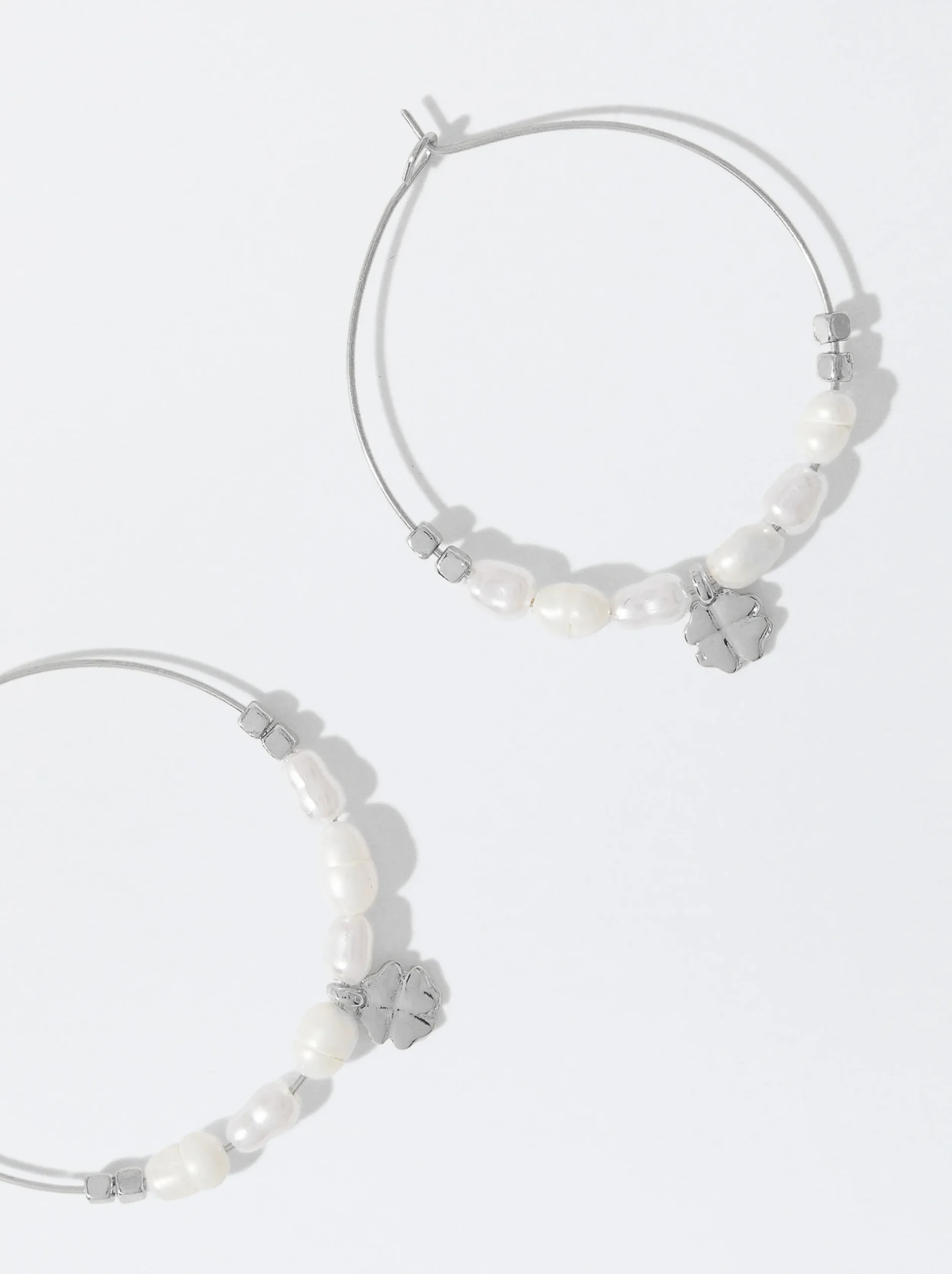 PARFOIS Pendientes De Aro Con Perla De Agua Dulce Plateado Clearance