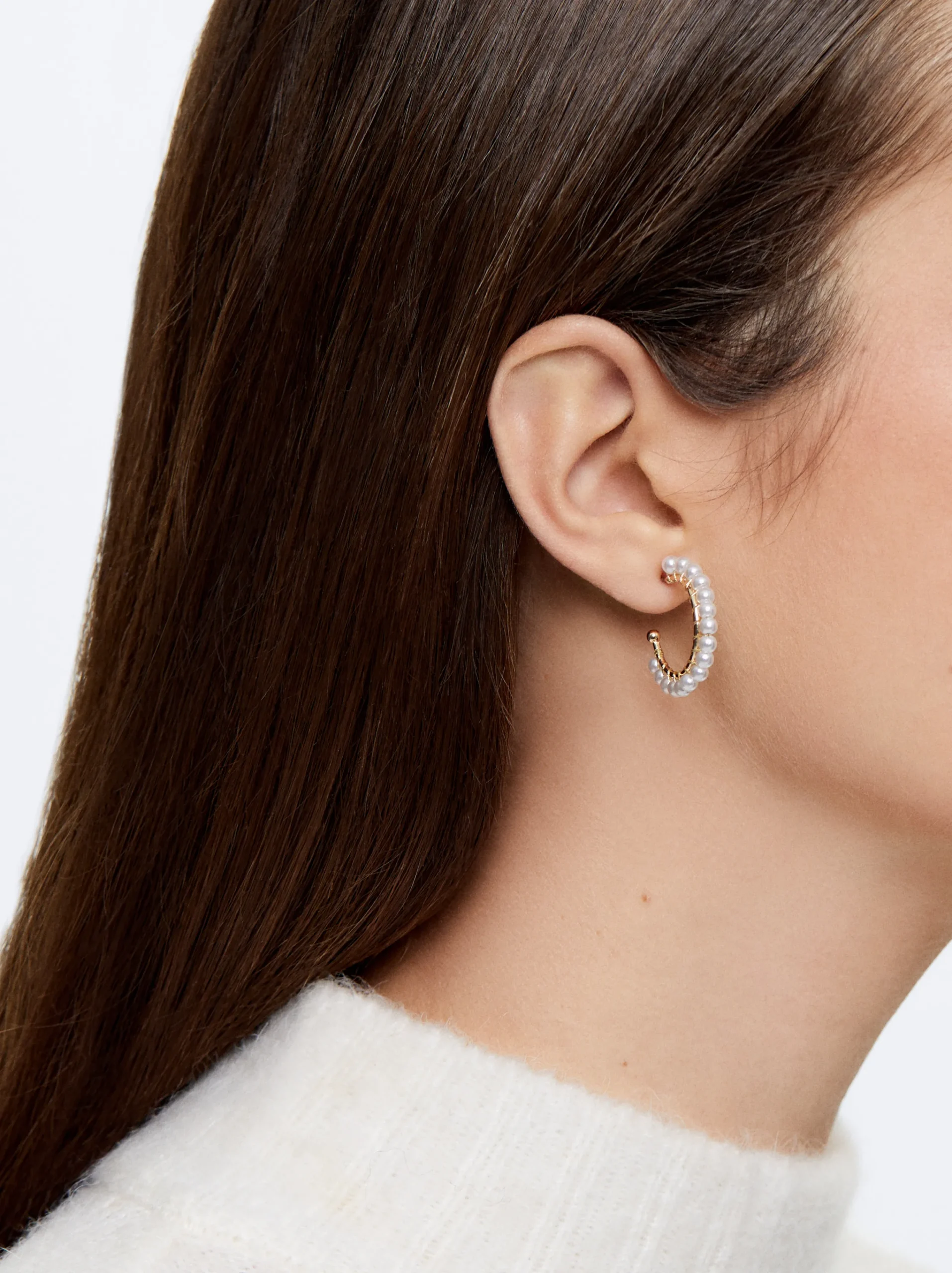 PARFOIS Pendientes De Aro Con Perlas Dorado Cheap
