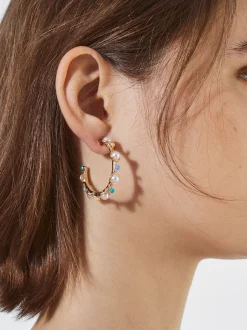 PARFOIS Pendientes De Aro Con Perlas Multicor Hot