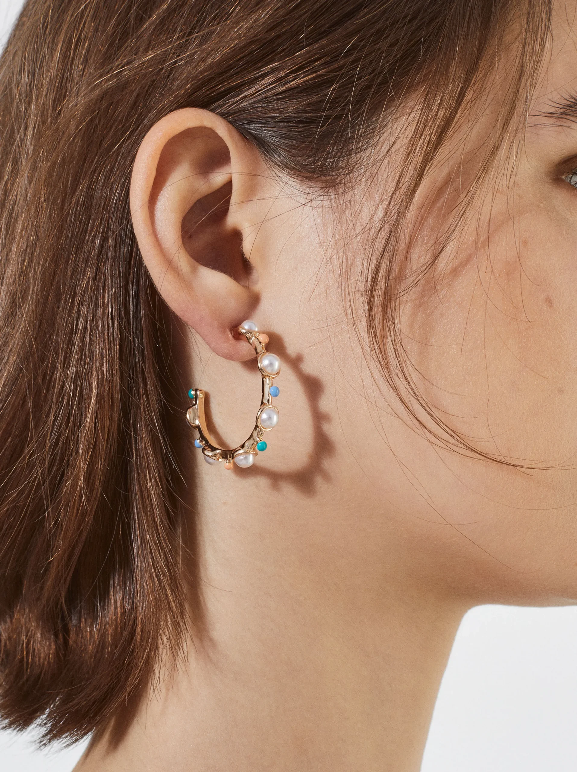 PARFOIS Pendientes De Aro Con Perlas Multicor Hot