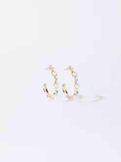 PARFOIS Pendientes De Aro Con Perlas Multicor Hot