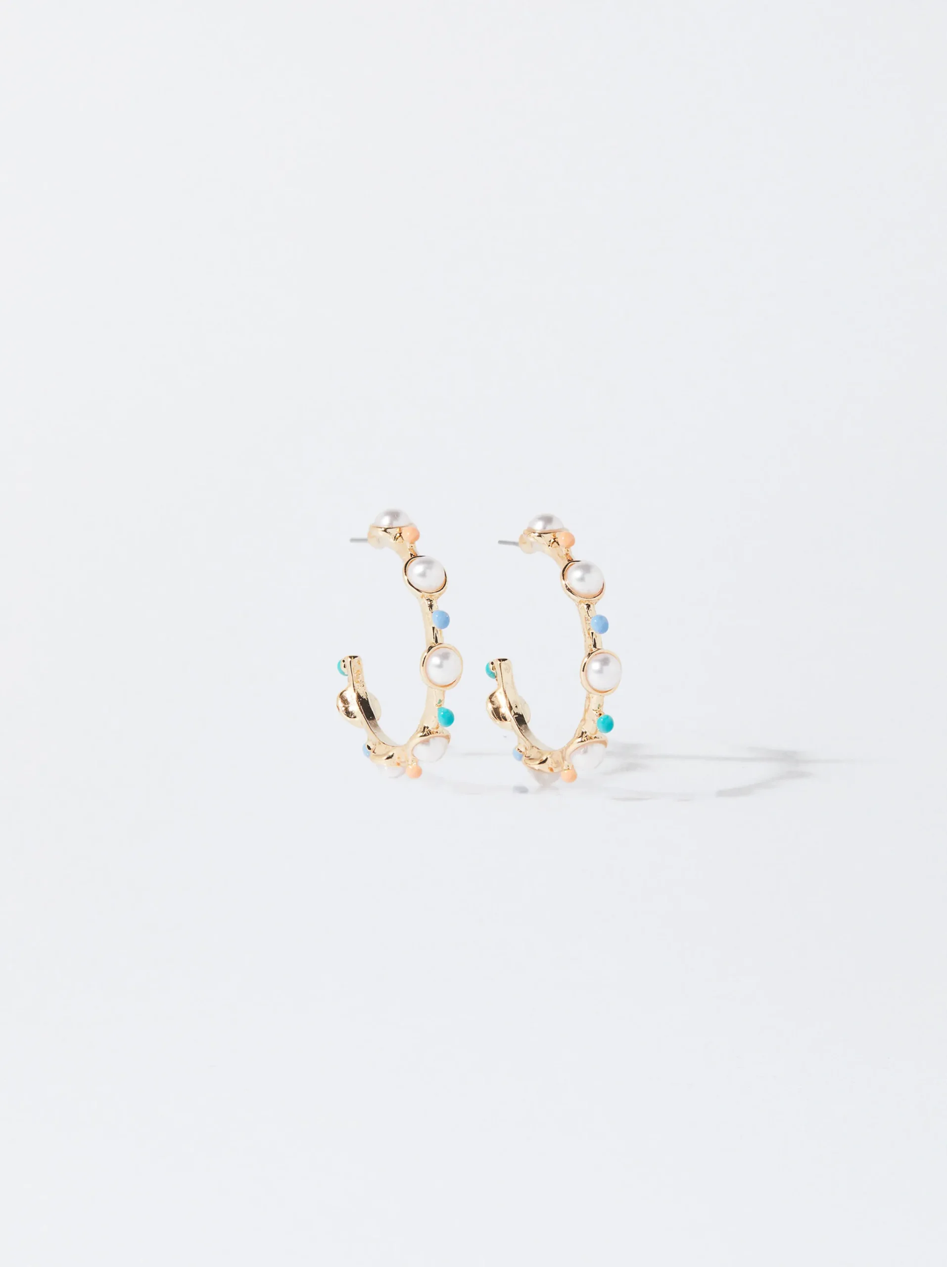 PARFOIS Pendientes De Aro Con Perlas Multicor Hot