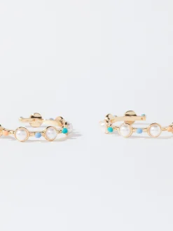 PARFOIS Pendientes De Aro Con Perlas Multicor Hot