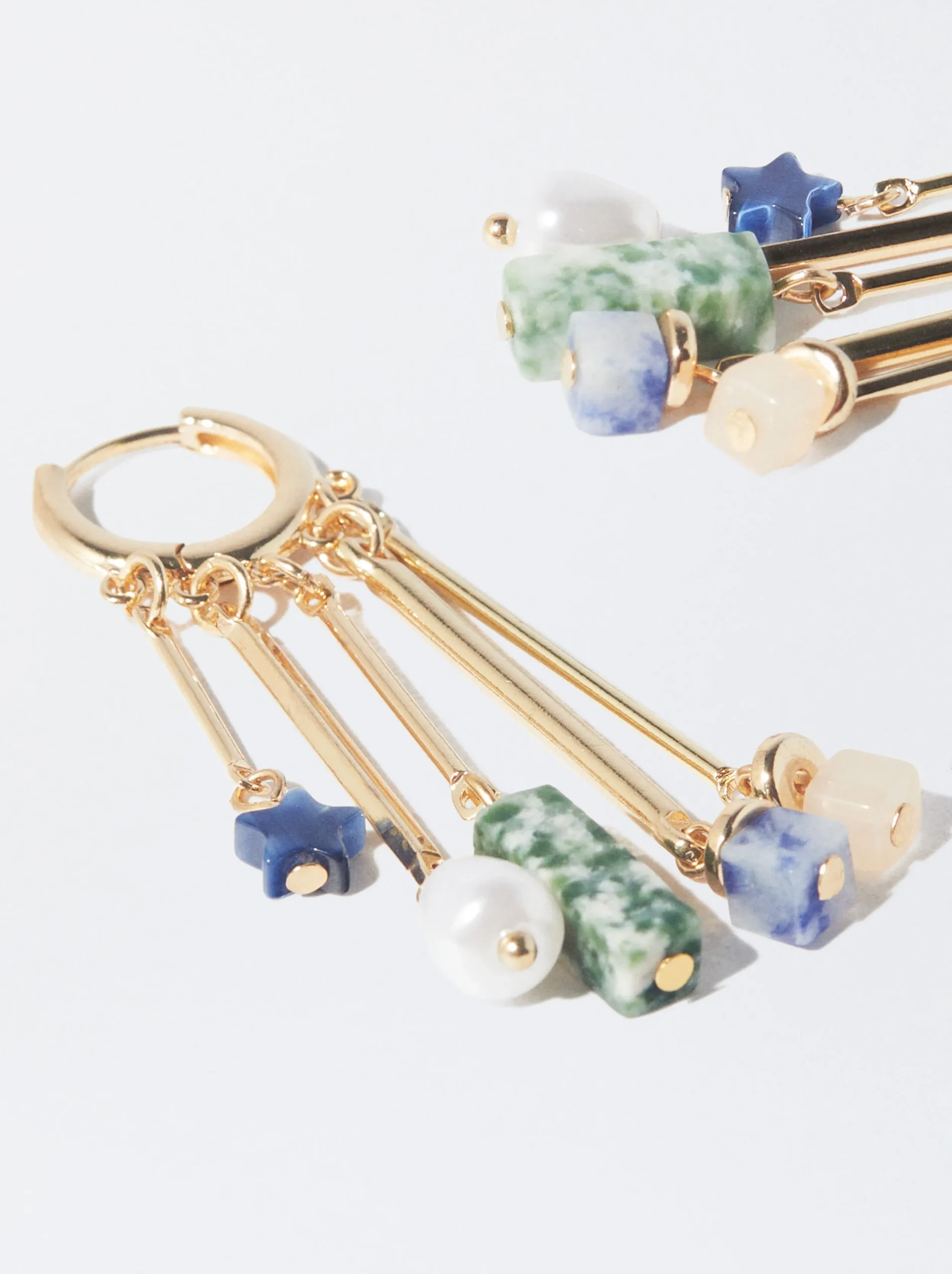 PARFOIS Pendientes De Aro Con Piedra Multicor Shop