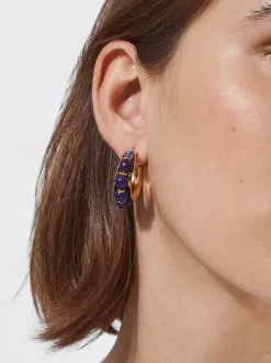 PARFOIS Pendientes De Aro Con Piedra Azul Online
