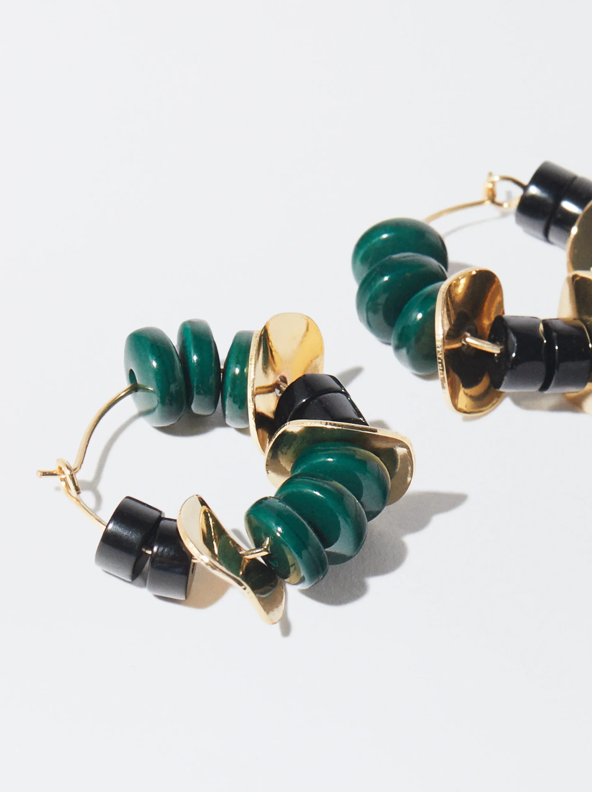 PARFOIS Pendientes De Aro Con Piedra Verde Store