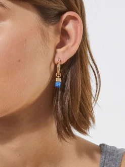 PARFOIS Pendientes De Aro Con Piedra Multicor Discount