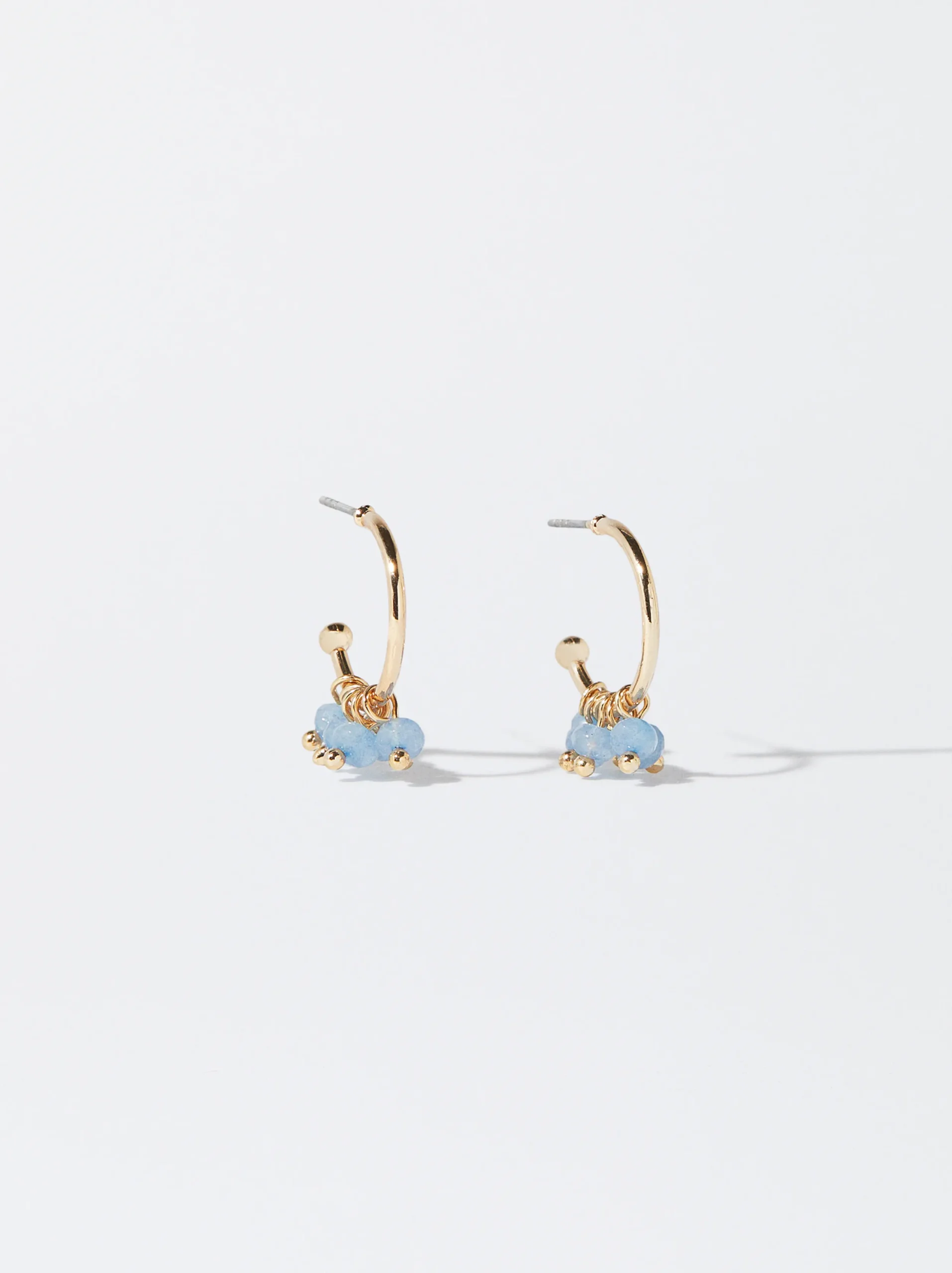 PARFOIS Pendientes De Aro Con Piedra Azul Flash Sale