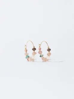 PARFOIS Pendientes De Aro Con Piedra Multicor Cheap