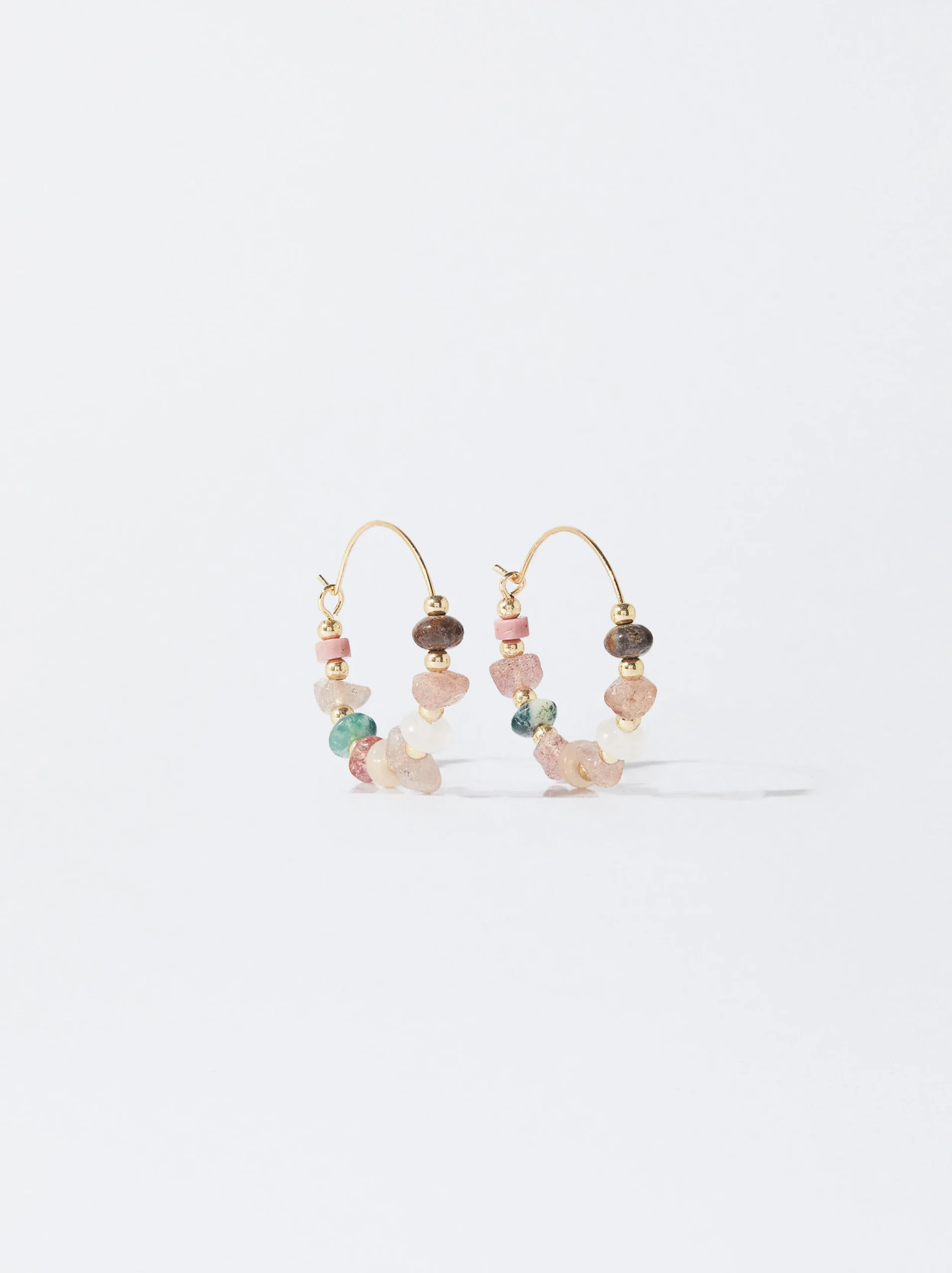 PARFOIS Pendientes De Aro Con Piedra Multicor Cheap