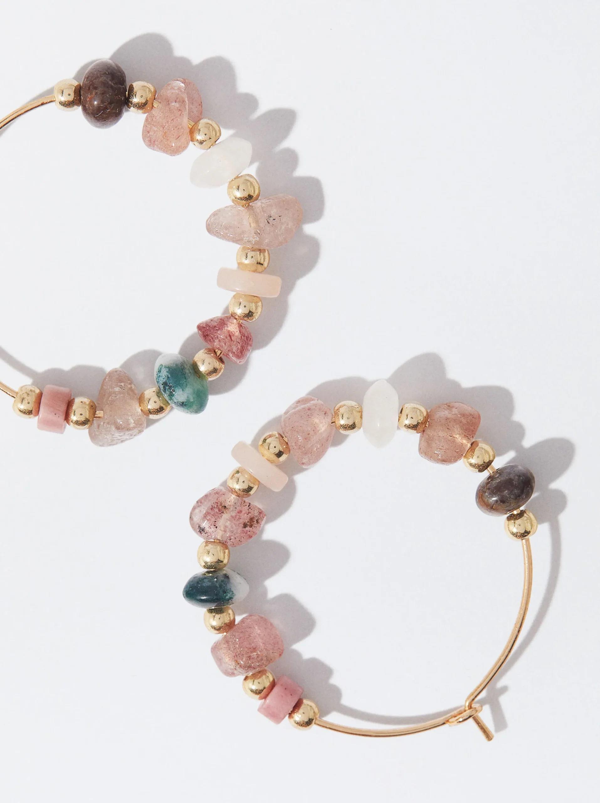 PARFOIS Pendientes De Aro Con Piedra Multicor Cheap