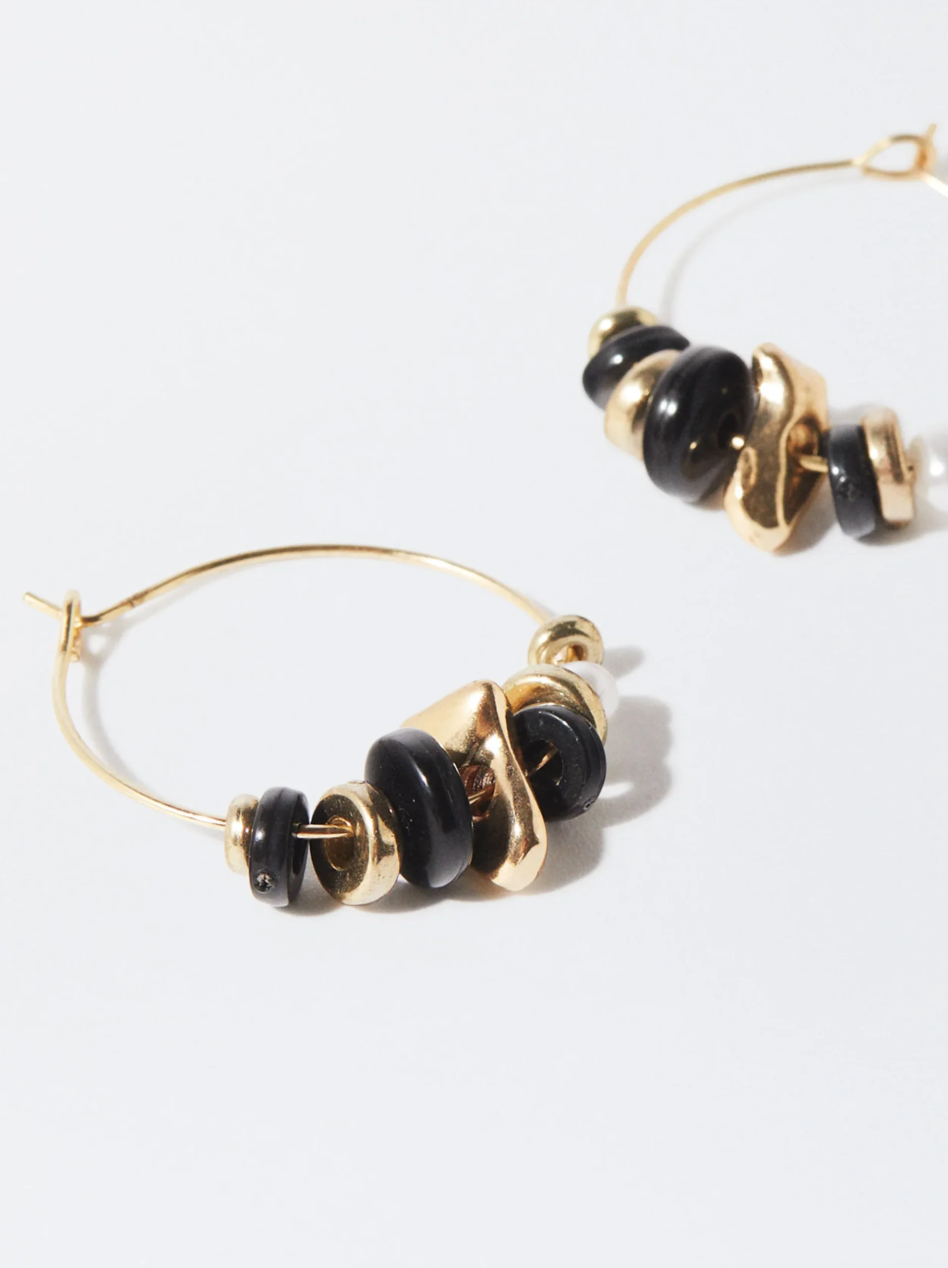 PARFOIS Pendientes De Aro Con Resina Negro Discount