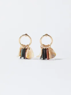 PARFOIS Pendientes De Aro Con Resina Multicor Online