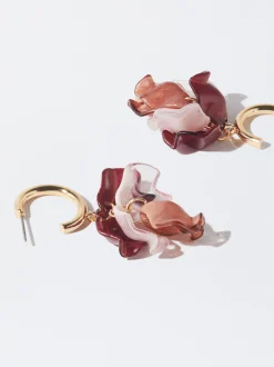 PARFOIS Pendientes De Aro Con Resina Multicor Best Sale