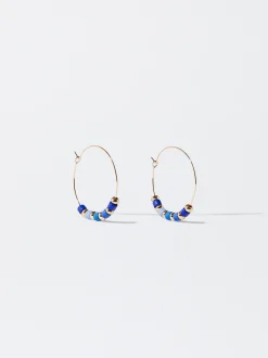 PARFOIS Pendientes De Aro Con Resina Azul Hot