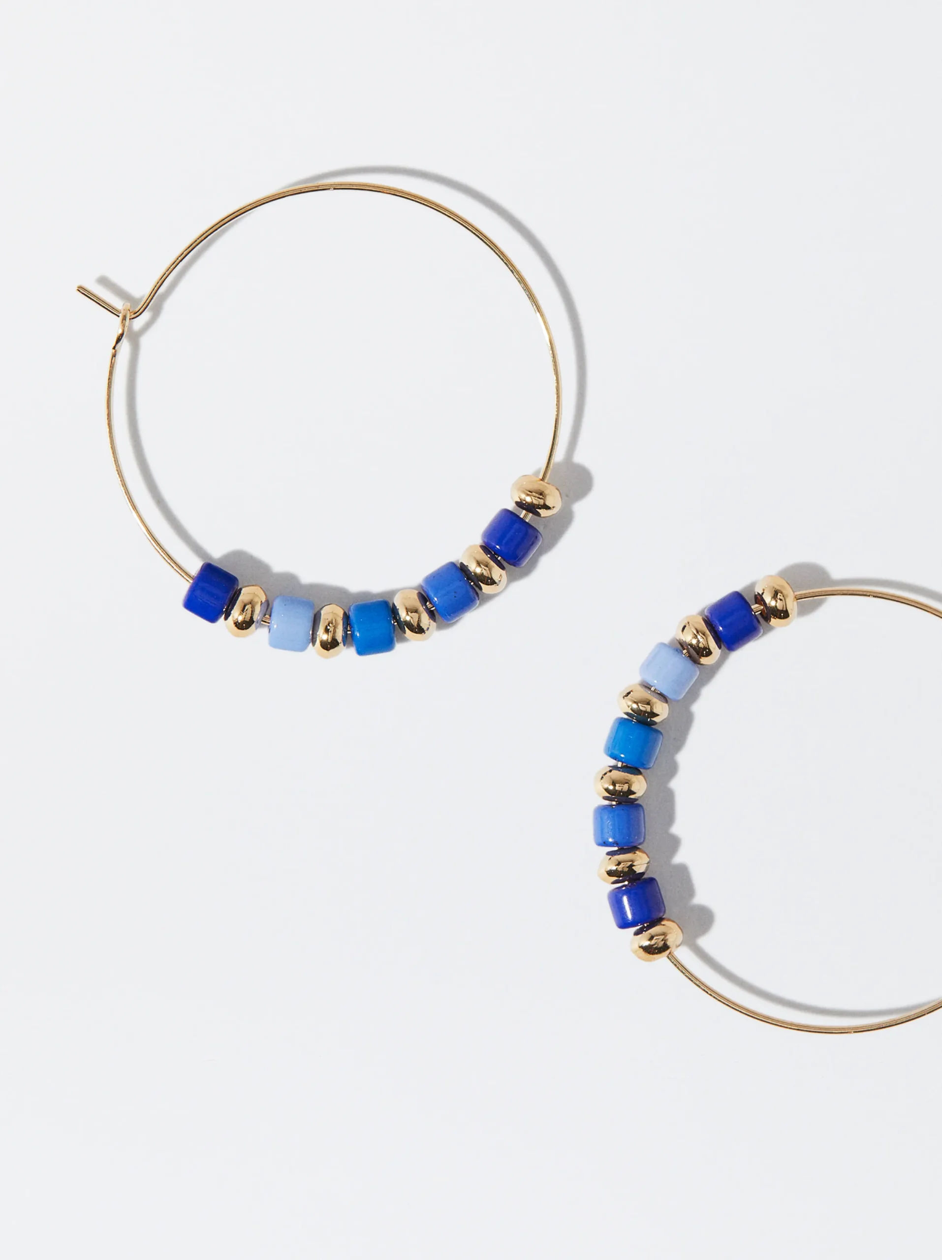 PARFOIS Pendientes De Aro Con Resina Azul Hot