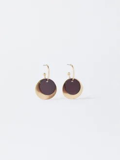 PARFOIS Pendientes De Aro Con Resina Violeta Best