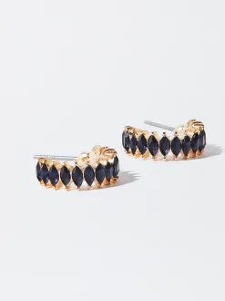 PARFOIS Pendientes De Aro Con Resina Azul Store