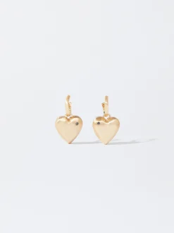 PARFOIS Pendientes De Aro Corazón Con Circonitas Dorado Flash Sale