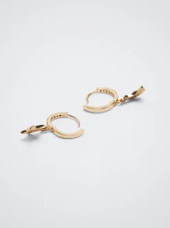 PARFOIS Pendientes De Aro Cortos Luna Y Estrella Negro Discount