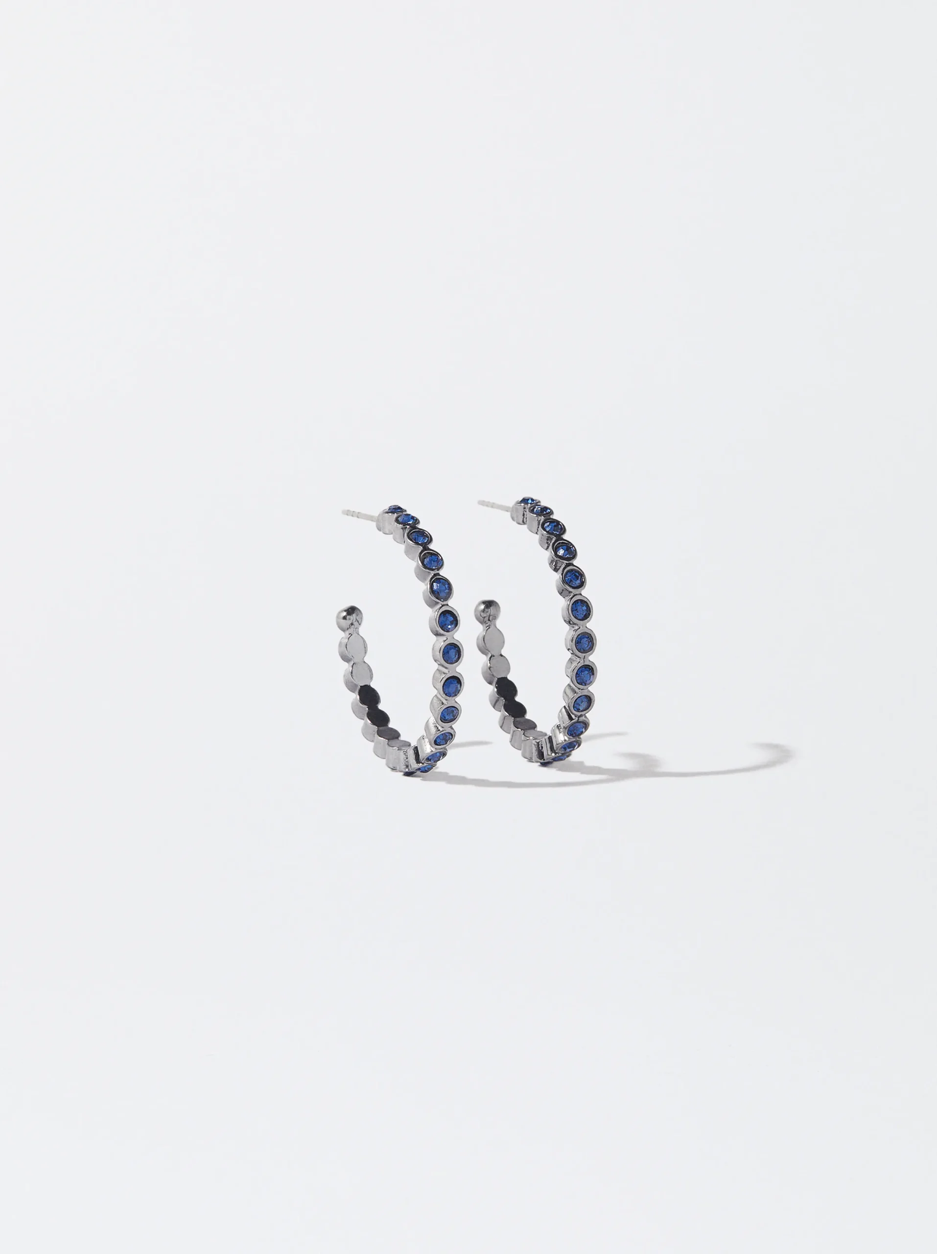 PARFOIS Pendientes De Aro Cortos Con Strass Azul Hot