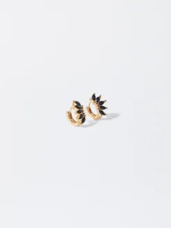 PARFOIS Pendientes De Aro Dorados Negro Discount