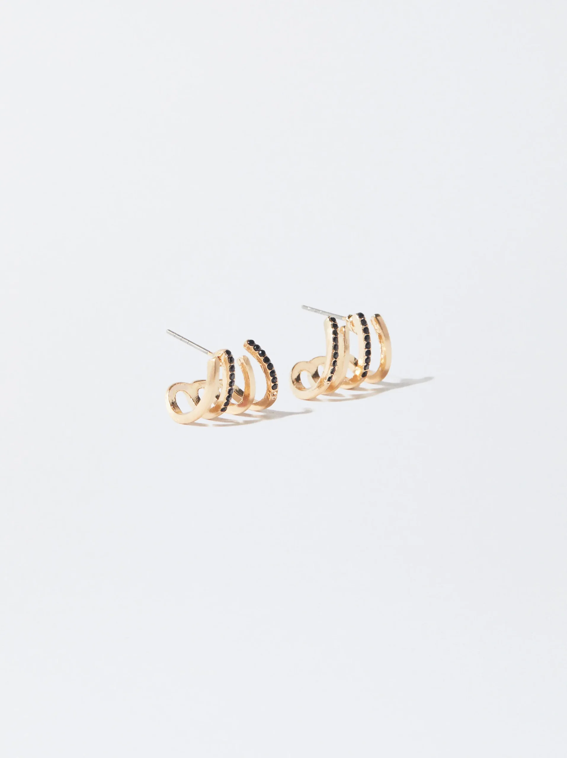 PARFOIS Pendientes De Aro Dorados Negro Best Sale