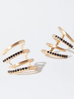PARFOIS Pendientes De Aro Dorados Negro Best Sale