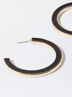 PARFOIS Pendientes De Aro Esmaltados Negro Clearance