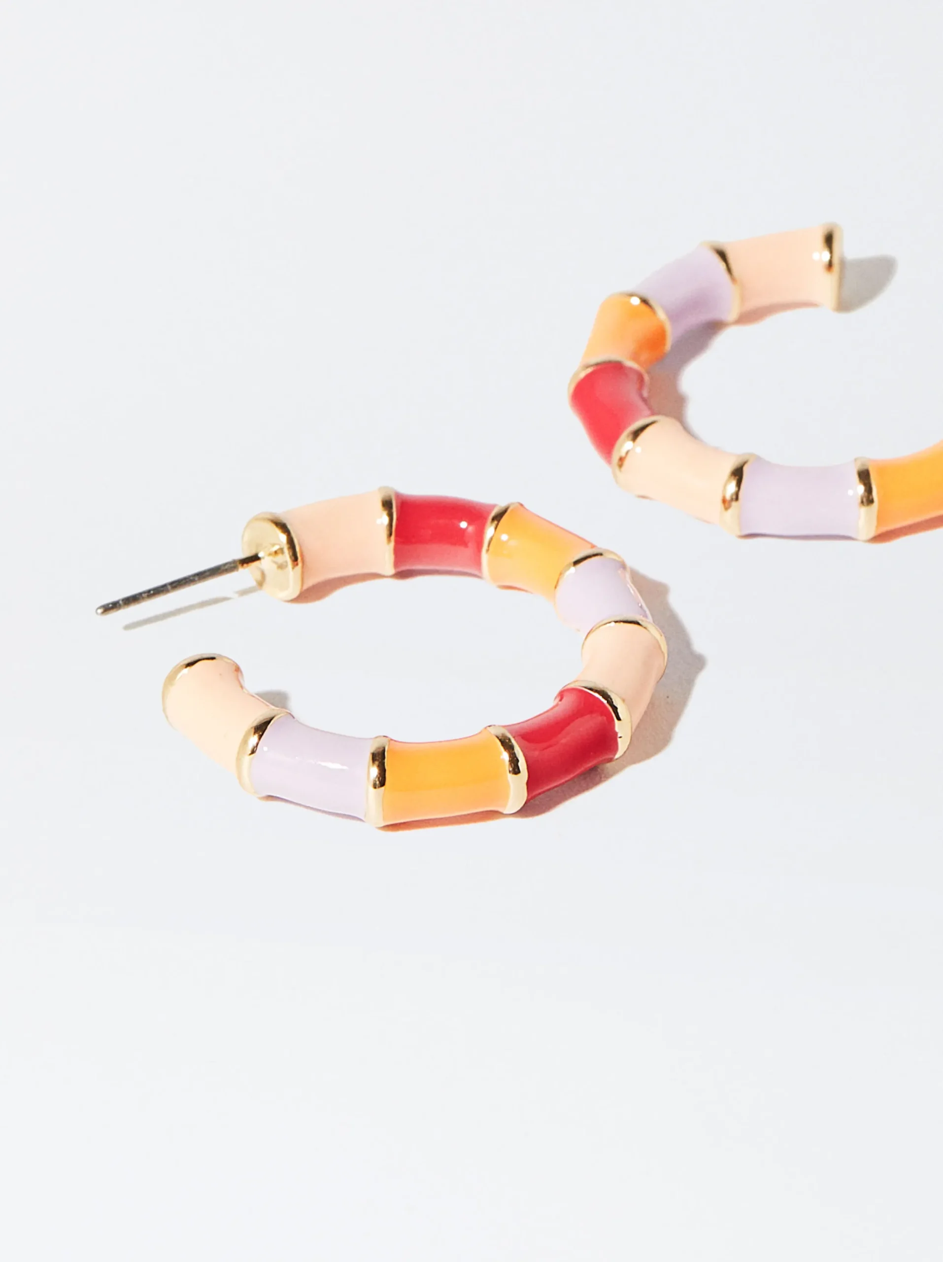 PARFOIS Pendientes De Aro Esmaltadas Multicor Cheap
