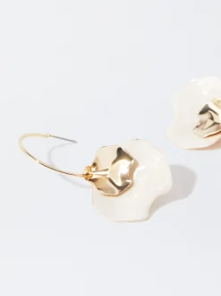 PARFOIS Pendientes De Aro Esmaltados Beige Discount