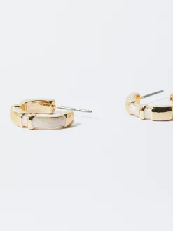 PARFOIS Pendientes De Aro Esmalte Dorado Clearance