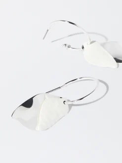 PARFOIS Pendientes De Aro Esmalte Blanco Fashion