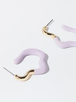 PARFOIS Pendientes De Aro Esmalte Violeta Cheap