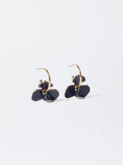 PARFOIS Pendientes De Aro Flor Azul Outlet