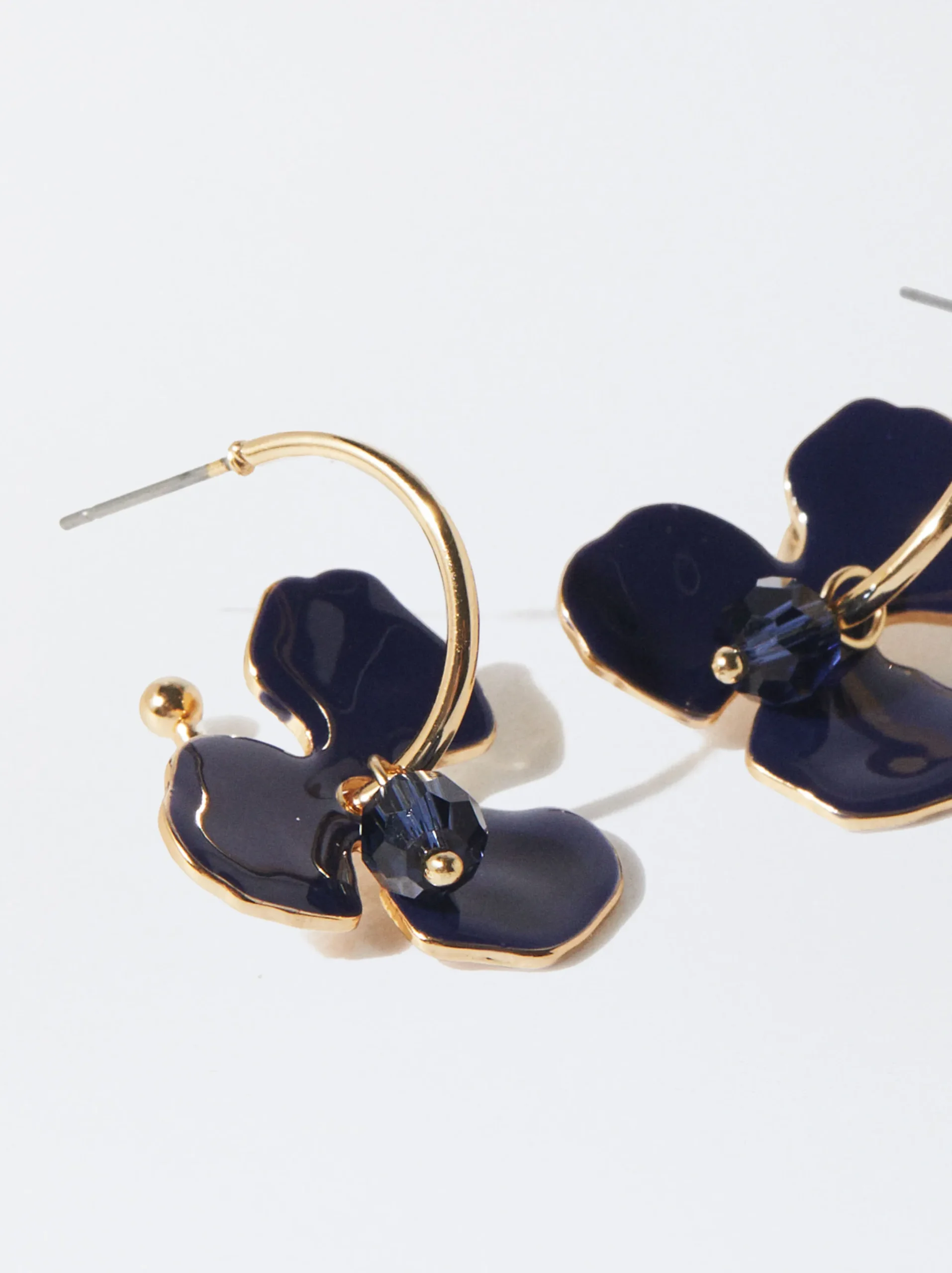 PARFOIS Pendientes De Aro Flor Azul Outlet