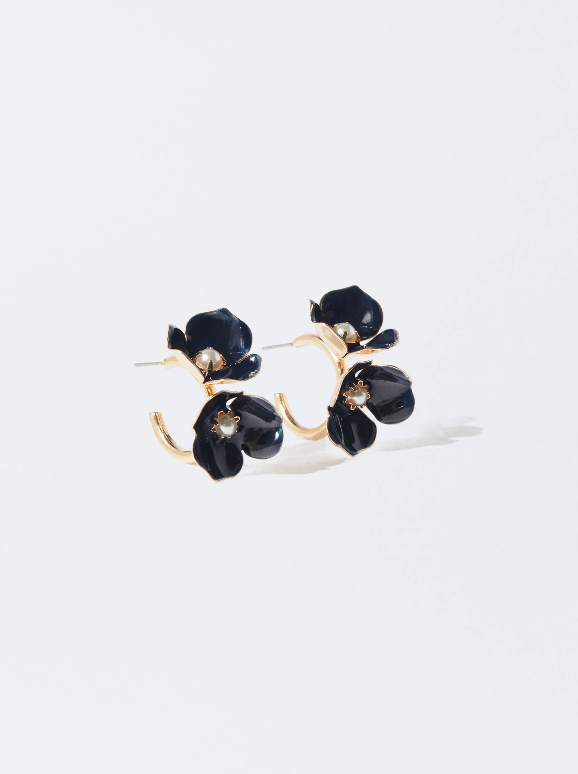 PARFOIS Pendientes De Aro Flor Azul Flash Sale